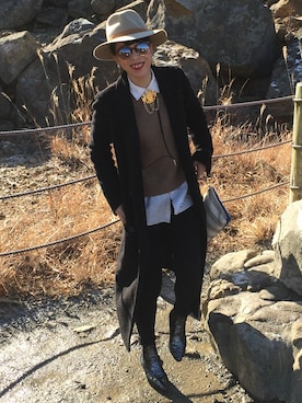 「Yves Saint Laurent（イヴサンローラン）のアイテム（ブーツ）」を使った、HALU.さん（レディース・153cm）の冬コーディネート