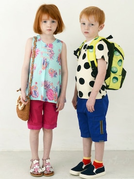「アイテム（バックパック/リュック）」を使った、hakka kidsさん（キッズ・110cm）の夏コーディネート