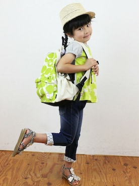 「アイテム（キャップ）」を使った、hakka kidsさん（キッズ・116cm）の夏コーディネート