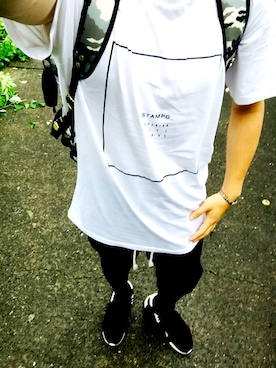 「アイテム（バックパック/リュック、シルバー系）」を使った、とーやまさんさん（メンズ・168cm）の夏コーディネート