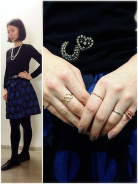 「アイテム（ブローチ/コサージュ）」を使った、ICHIさん（レディース・156cm）の冬コーディネート