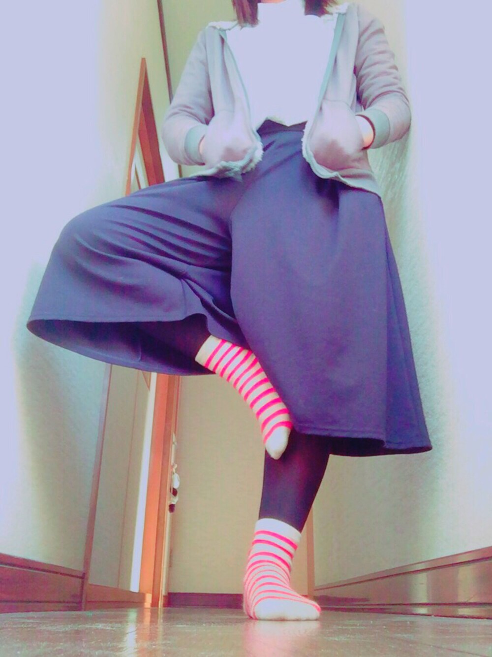 「おとなしめコーデ」｜「GUのアイテム（シャツ/ブラウス、ホワイト系）」を使った、‍ココさん（レディース・149cm）の春コーディネートの1枚目の写真