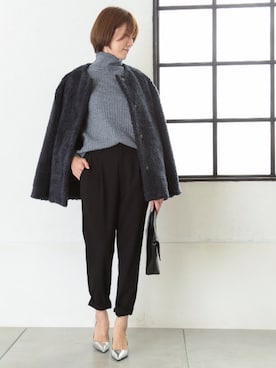 「Chez toi（シェトワ）のアイテム（ノーカラージャケット）」を使った、aya_muto610さん（レディース・164cm）の秋コーディネート