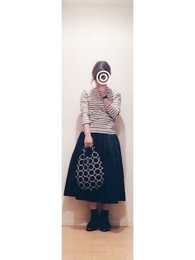 「ORCIVAL（オーシバル）の【ORCIVAL(オーシバル)】コットンロード フレンチバスクシャツ（Tシャツ/カットソー）」を使った、yucaさん（レディース・157cm）の秋コーディネート