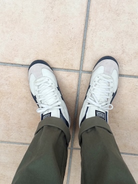 「Onitsuka Tiger（オニツカタイガー）のオニツカタイガー メキシコ ミッドランナー Onitsuka Tiger MEXICO Mid Runner (THL328)（スニーカー、ベージュ系）」を使った、canaさん（レディース）の冬コーディネート