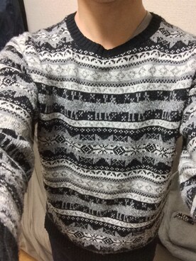 「Right-on（ライトオン）の【BACK NUMBER】フェアアイルニット（ニット/セーター）」を使った、コウヘイさん（メンズ・165cm）の冬コーディネート