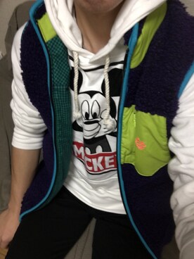 「アイテム（ベスト、パープル系）」を使った、コウヘイさん（メンズ・165cm）の冬コーディネート