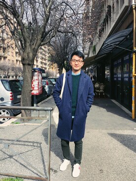 「BASICON（-）のアイテム」を使った、曲さんさん（メンズ・176cm）の冬コーディネート