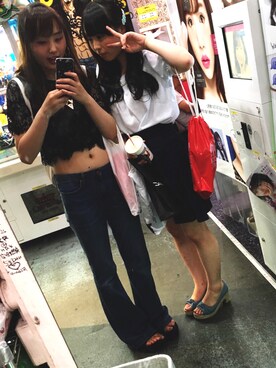 「FOREVER 21（フォーエバー トゥエンティーワン）のアイテム（デニムパンツ、その他）」を使った、きゃほたさん（レディース・168cm）の夏コーディネート