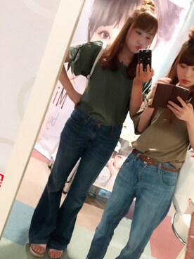 「FOREVER 21（フォーエバー トゥエンティーワン）のアイテム（デニムパンツ、その他）」を使った、きゃほたさん（レディース・168cm）の夏コーディネート