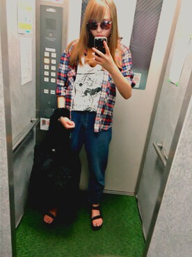 「GU（ジーユー）のアイテム（デニムパンツ、その他）」を使った、きゃほたさん（レディース・168cm）の秋コーディネート