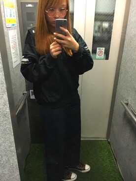 「usedのアイテム（ジャケット/アウター、ブラック系）」を使った、きゃほたさん（レディース・168cm）の秋コーディネート