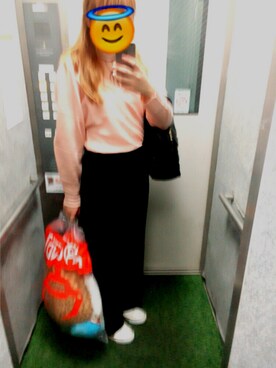 「GU（ジーユー）のアイテム（その他パンツ、ブラック系）」を使った、きゃほたさん（レディース・168cm）の秋コーディネート