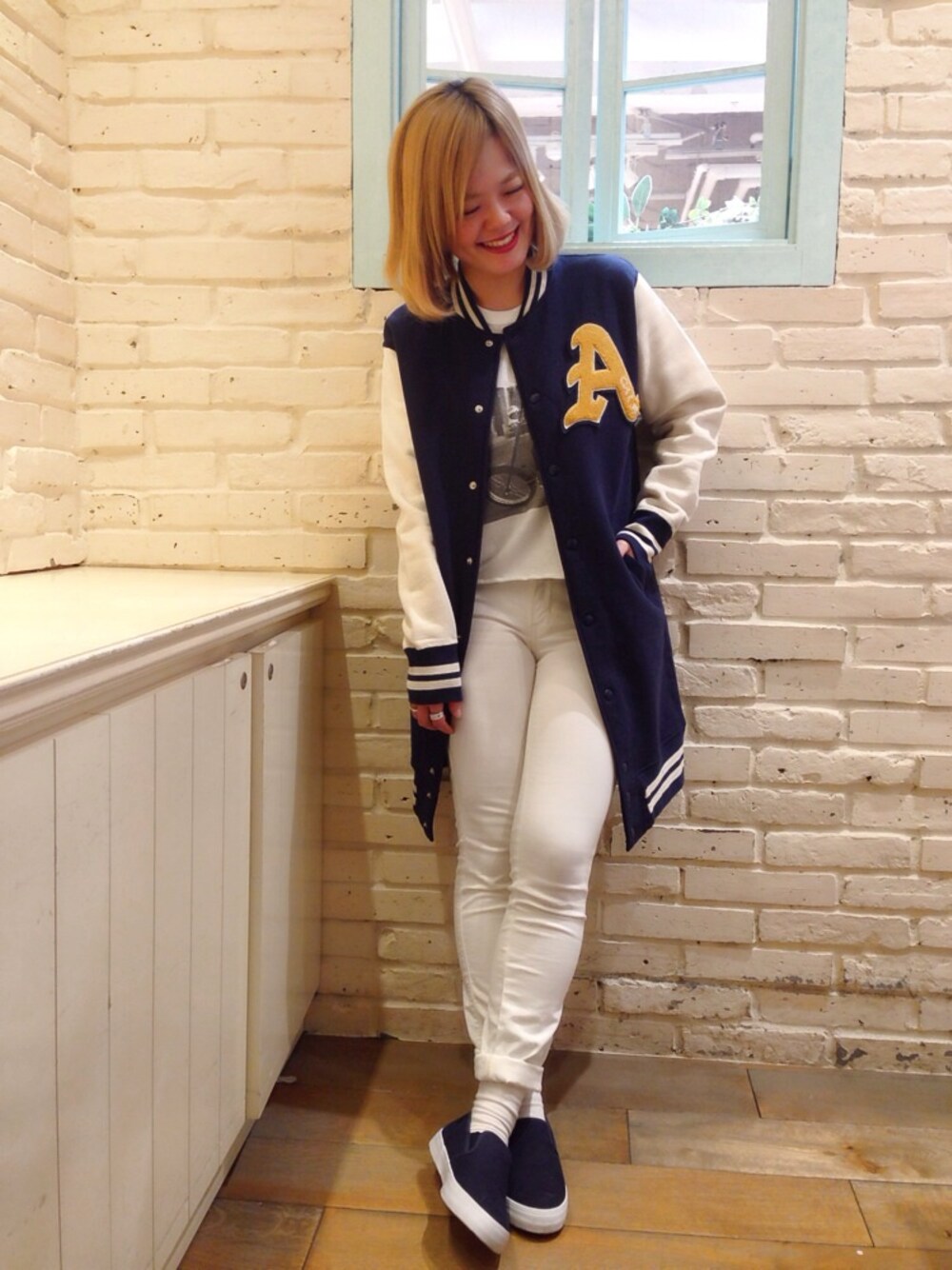 「＃スタジャン」｜「Kastaneのスタジャン
（スタジャン、その他）」を使った、HAZUKI KORENAGAさん（レディース・155cm）の冬コーディネートの1枚目の写真
