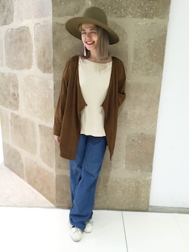 「70's」｜「アイテム（ノーカラージャケット）」を使った、HAZUKI KORENAGAさん（レディース・155cm）の夏コーディネート