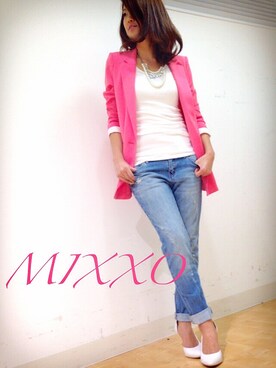 「ジャケット（テーラードジャケット、ブルー系）」を使った、MIXXO_natsuさん（レディース・160cm）の春コーディネート