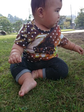 「XLのアイテム（Tシャツ/カットソー、ブラウン系）」を使った、AI♡AKIRAさん（レディース・158cm）の秋コーディネート