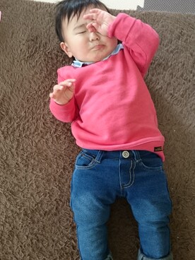 「OLD NAVY（オールドネイビー）のアイテム（シャツ/ブラウス、ブルー系）」を使った、AI♡AKIRAさん（レディース・158cm）の冬コーディネート