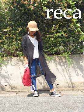 「reca（レカ）のアイテム（帽子）」を使った、recastaffさん（レディース・154cm）の秋コーディネート