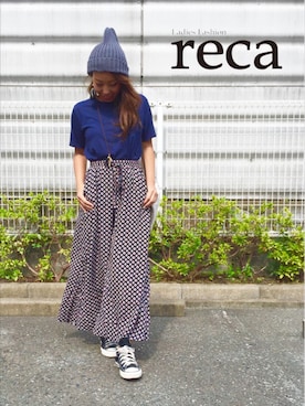 「reca（レカ）のアイテム（帽子）」を使った、recastaffさん（レディース・154cm）の秋コーディネート