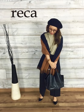「reca（レカ）のアイテム（帽子）」を使った、recastaffさん（レディース・154cm）の秋コーディネート