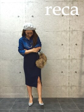 「reca（レカ）のアイテム（帽子）」を使った、recastaffさん（レディース・154cm）の秋コーディネート