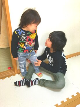 「e.a.B（エーアーベー）のアイテム（パンツ）」を使った、CB.taigaさん（キッズ・120cm）の春コーディネート