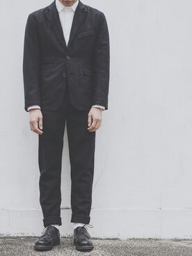 「audience」｜「アイテム（モカシン/デッキシューズ）」を使った、MR.BRAINさん（メンズ・173cm）の冬コーディネート