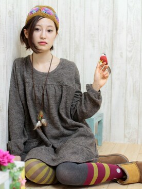 「チチカカ」｜「アイテム（タイツ/ストッキング）」を使った、wasanさん（レディース・160cm）の冬コーディネート
