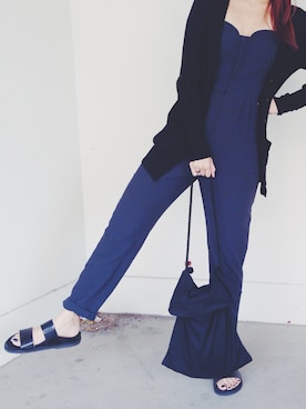 「H&M（エイチ・アンド・エム）のアイテム（つなぎ/オールインワン）」を使った、Priscillaさん（レディース・159cm）の秋コーディネート