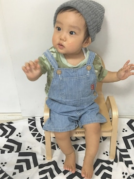 「ドラフトGAP」｜「アイテム（サロペット/オーバーオール）」を使った、asA☺︎Aoさん（キッズ・80cm）の夏コーディネート