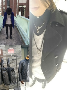 「NO ID.（ノーアイディ）のアイテム（ジャケット/アウター、ブラック系）」を使った、宮内駿さん（メンズ・177cm）の冬コーディネート