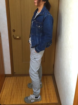 「D.M.G.（ドミンゴ）のアイテム（ジャケット/アウター）」を使った、あいさん（レディース・157cm）の春コーディネート