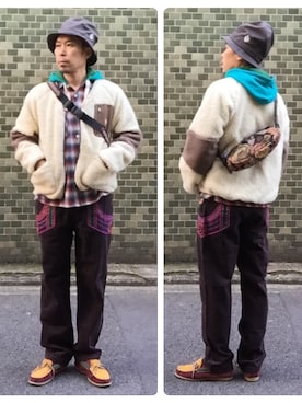 「ALDIES（アールディーズ）のアイテム（ノーカラージャケット）」を使った、sencoqunさん（メンズ・174cm）の冬コーディネート
