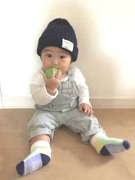 「9ヶ月」｜「アイテム（サロペット/オーバーオール）」を使った、hanautaさん（キッズ・80cm）の秋コーディネート