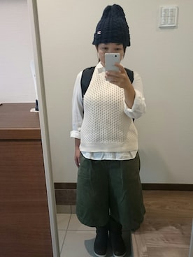 「CHUMS（チャムス）のアイテム（ニットキャップ/ビーニー）」を使った、さだきちさん（レディース・145cm）の秋コーディネート