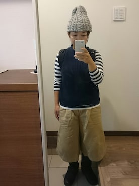 「CHUMS（チャムス）のアイテム（ニットキャップ/ビーニー）」を使った、さだきちさん（レディース・145cm）の秋コーディネート