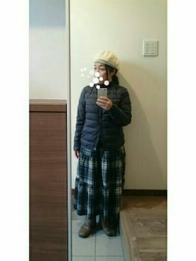 「ノーカラーダウン」｜さだきちさん（レディース・145cm）の冬コーディネート