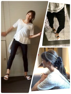「ぺプラムトップス」｜「アイテム（メッセンジャーバッグ）」を使った、中條加奈子さん（レディース・159cm）の春コーディネート