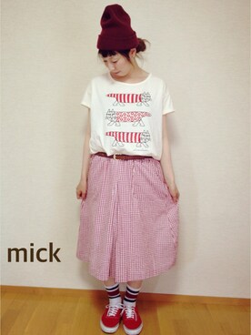 「赤白コーデ」｜micktenさん（レディース・158cm）の夏コーディネート