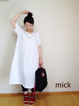 「LE JUN（ルジュン）のアイテム（バックパック/リュック）」を使った、micktenさん（レディース・158cm）の夏コーディネート