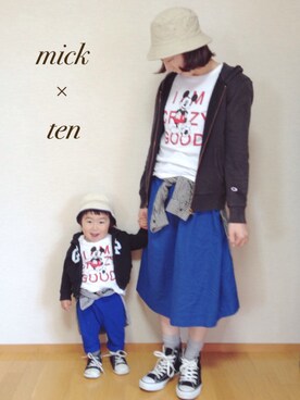 「息子コーデ」｜「アイテム（ワンピース/ドレス）」を使った、micktenさん（レディース・158cm）の夏コーディネート