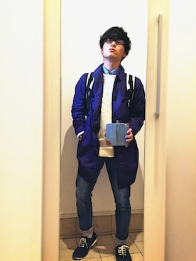 「BACK NUMBER（バックナンバー）のアイテム（ステンカラーコート）」を使った、COSMONAUT74さん（メンズ・157cm）の秋コーディネート
