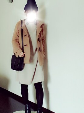 「ネルシャツ」｜「アイテム（ダッフルコート）」を使った、gumiさん（レディース・154cm）の冬コーディネート