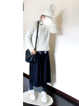 「青チェック」｜「アイテム（その他）」を使った、gumiさん（レディース・154cm）の冬コーディネート