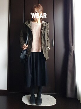 「寒い」｜「アイテム（ミリタリージャケット）」を使った、gumiさん（レディース・154cm）の春コーディネート