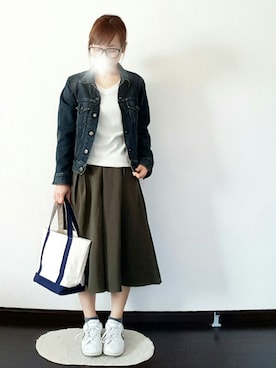 「coca（ANDEX shoes product）（コカ）のアイテム（Tシャツ/カットソー）」を使った、gumiさん（レディース・154cm）の春コーディネート