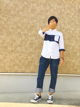 「CONVERSE（コンバース）のCONVERSE コンバース ジャック パーセル / JACK PURCEL（スニーカー）」を使った、山コーさん（メンズ・164cm）の夏コーディネート