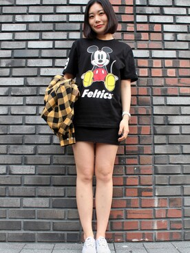 「ミッキーマウス」｜「アイテム（その他）」を使った、FELTICSさん（レディース・160cm）の春コーディネート