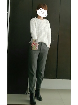 「NET（ネット）のアイテム（スラックス）」を使った、gracelove99さん（レディース・168cm）の冬コーディネート